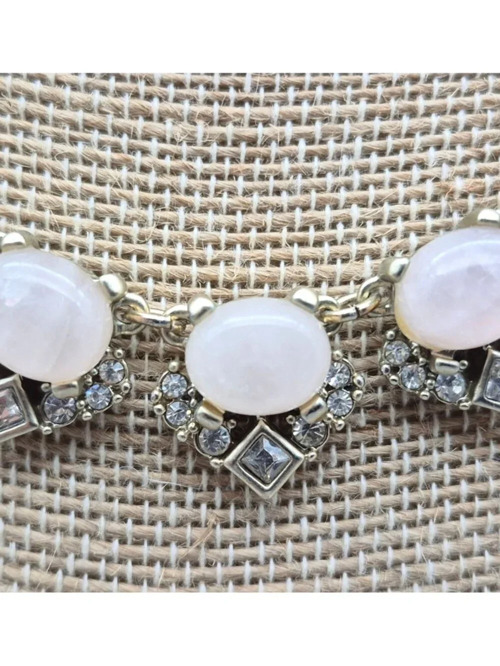 LOFT Gold-Tone Pink Stone & Crystal Statement Necklace 19